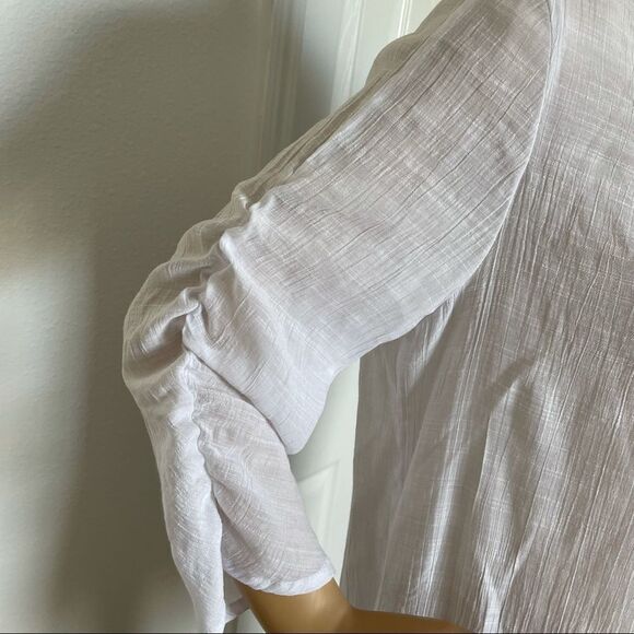 Unique Spectrum 3/4 Sleeve Blouse Sheer With Lace Bottom Hem Size X-Large - Picture 3 of 13